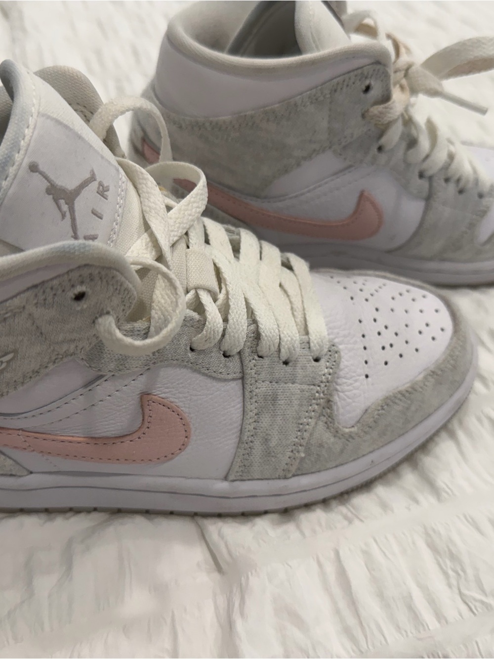 Jordan Mid-Top Sneakers in White and Light Pink
